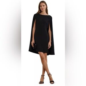 Lauren Ralph Lauren Cape Georgette Cocktail Dress in Fuchsia Size 16